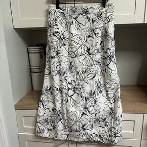Joie Linen Floral Black and White Floral Midi/Maxi Wrap Skirt Womens M Botanical